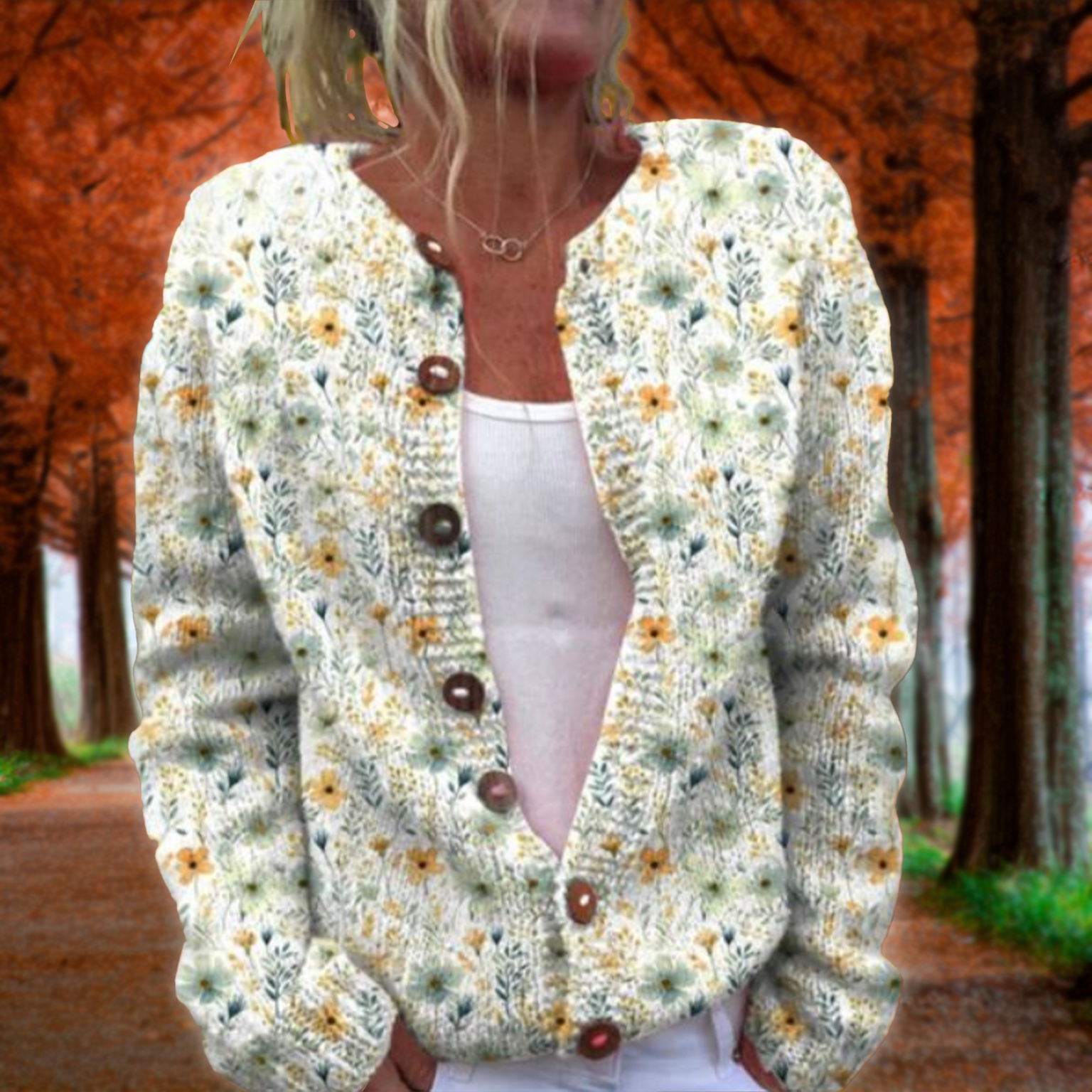 Lowri | Elegant blommönstrad stickad scarf