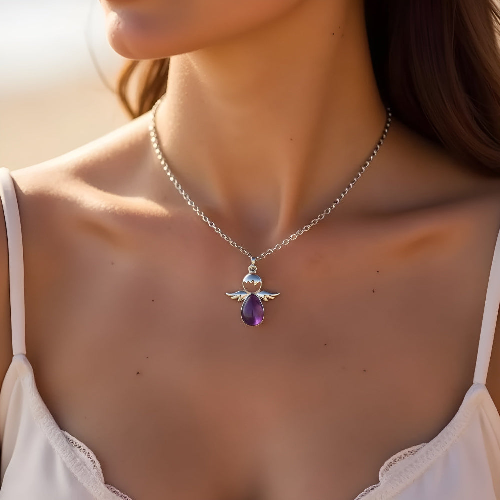 Nina™ | Skyddsängel Ädelstenshalsband