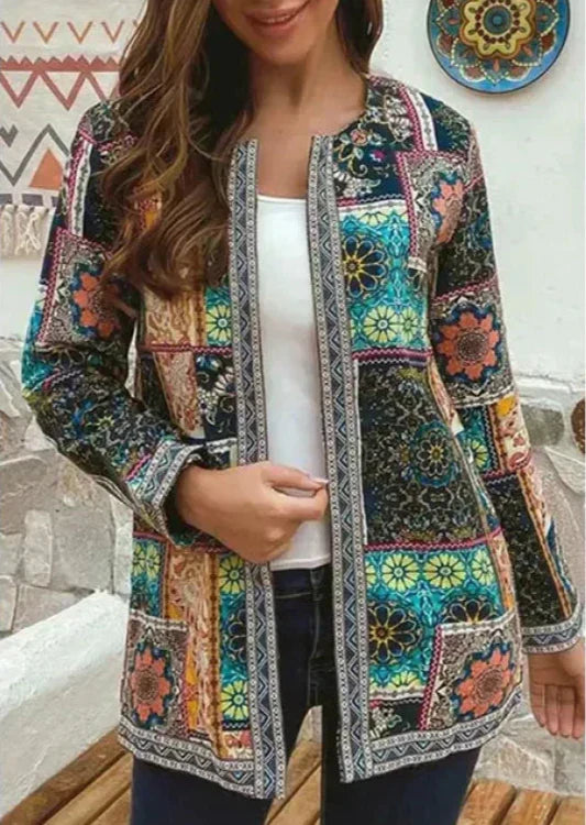 Mailyn | Boho-stil Jacka med Lager av Patchwork Detaljer