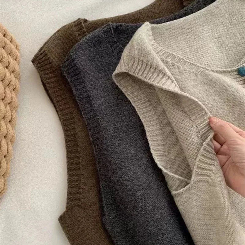 Lena™ | FÄRG-KNAPP TRÖJA VEST