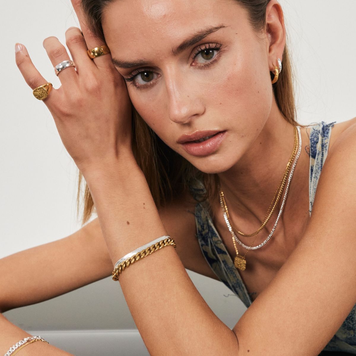 Platt Ormlänk Armband – 925 Silverpläterat, 4 mm