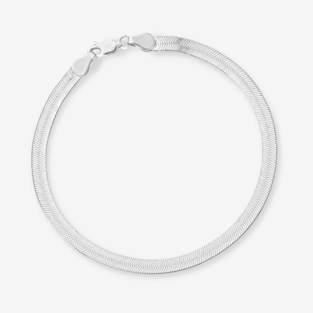 Platt Ormlänk Armband – 925 Silverpläterat, 4 mm