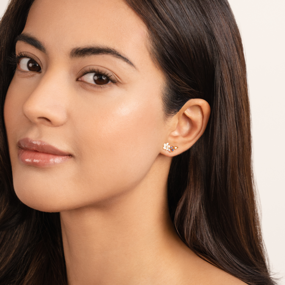 Kristallvit Blomma Örhängen