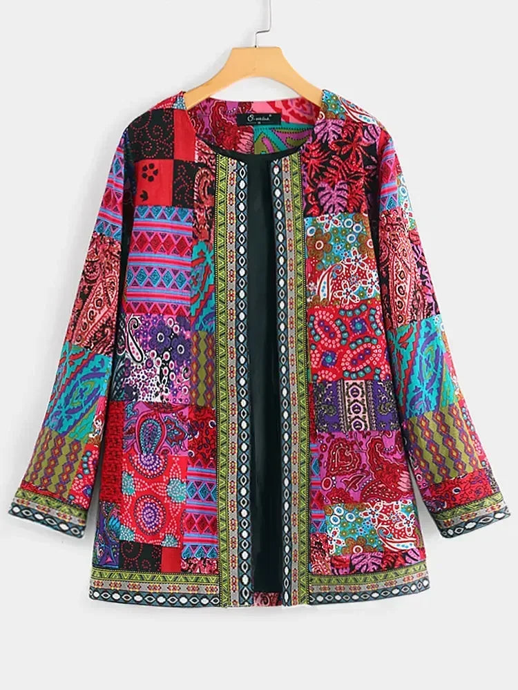 Mailyn | Boho-stil Jacka med Lager av Patchwork Detaljer