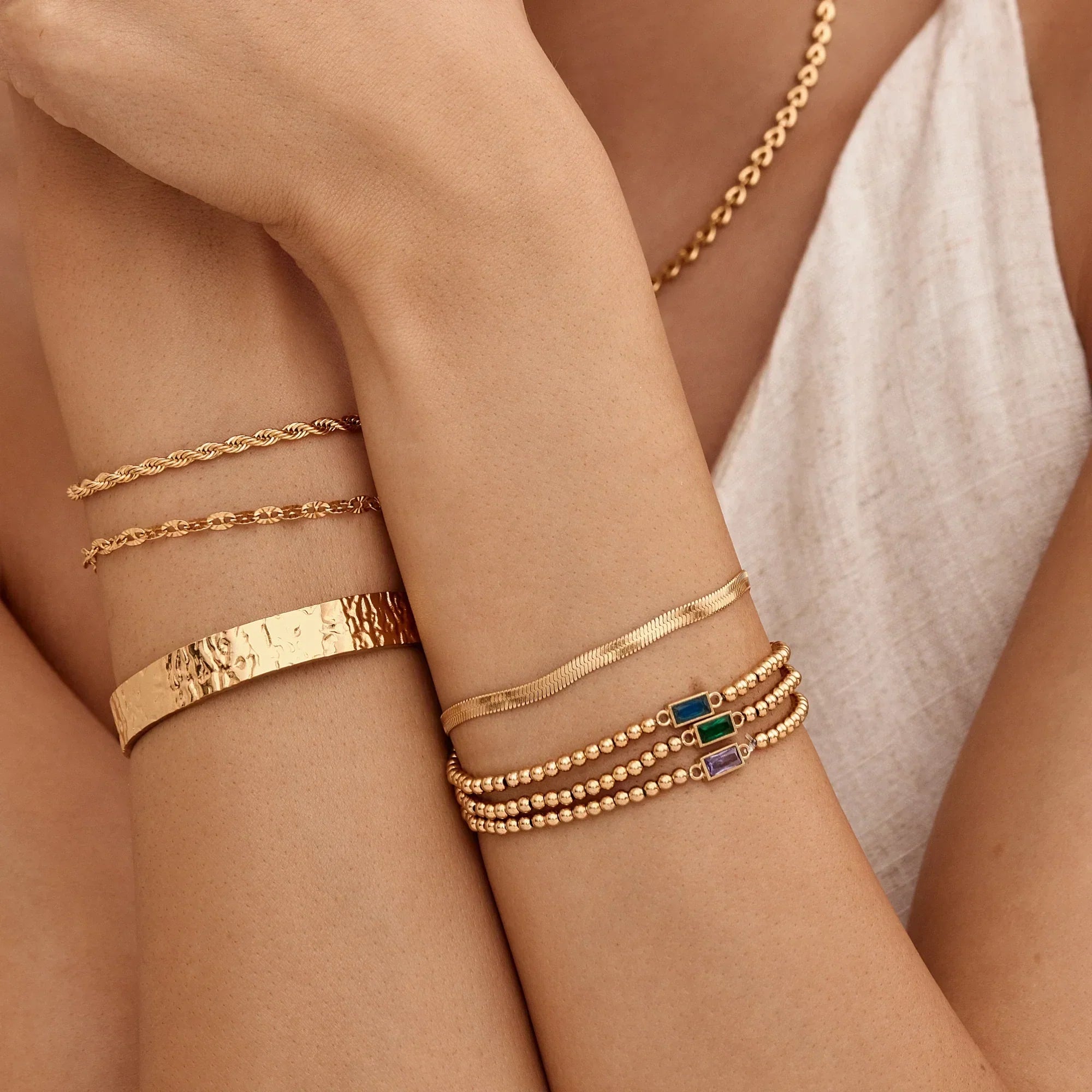 Kyra™ | Födelsestenarmband med Guldpärlor | 1+1 Gratis