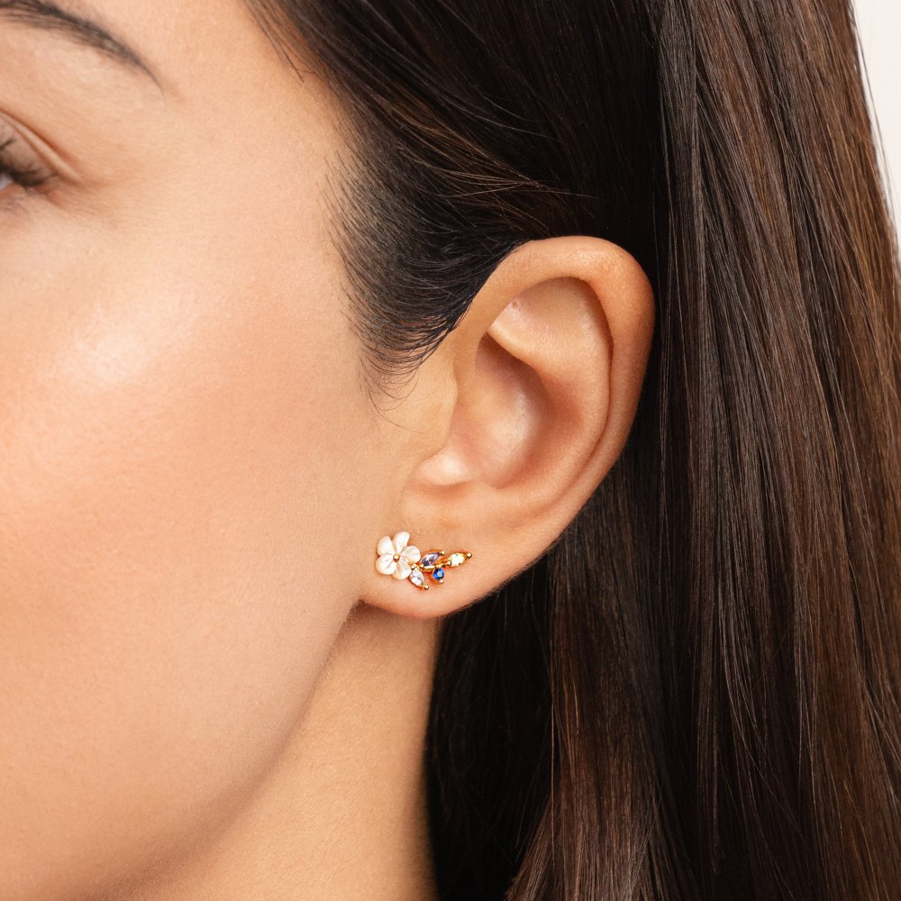 Kristallvit Blomma Örhängen