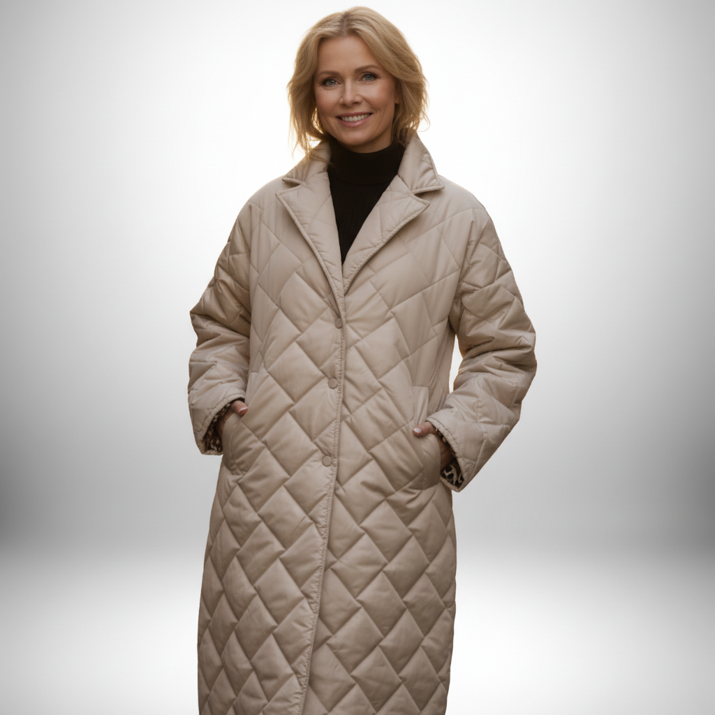 Linnea – Elegant quiltad kappa med leopardfoder