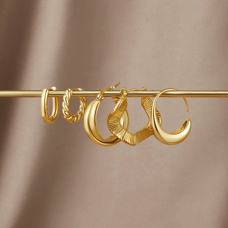 Złote Skręcone Kolczyki