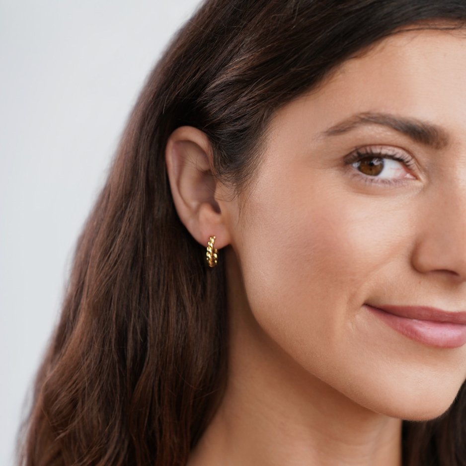 Złote Skręcone Kolczyki